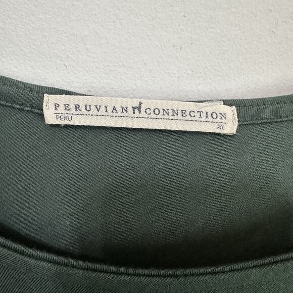 Peruvian Connection Long Puff Sleeve Dress XL Green Pullover Designer Stretch - Picture 6 of 11